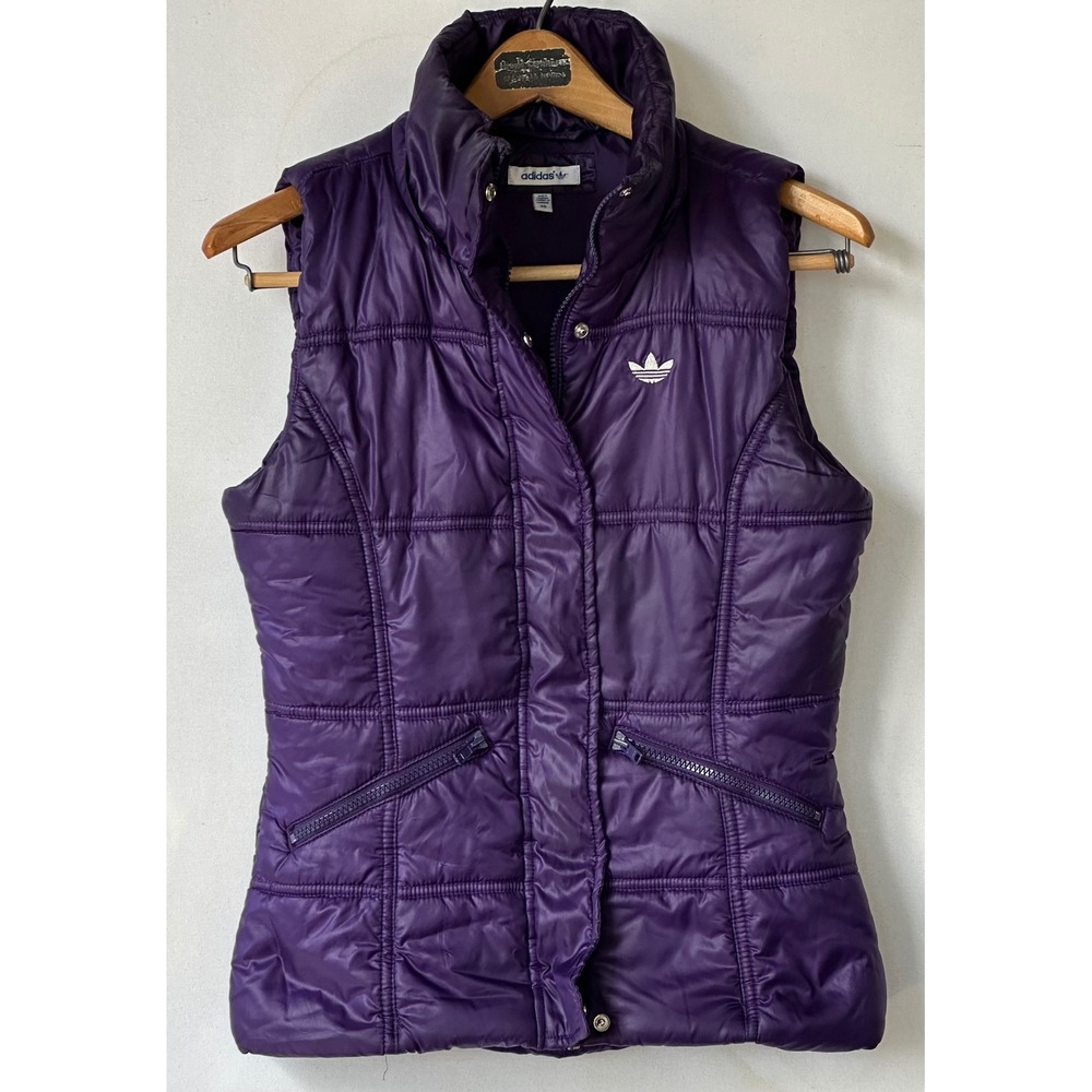 Adidas Puffer Vest Quilted Outdoors Athleisure Womens XS Purple Excellent